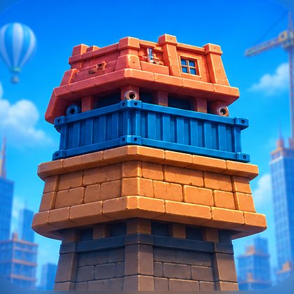 Wieża z trzech kolorowych pięter w grze Tower Dash